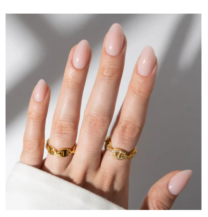 Sexy Dixy glossy nude almond-shaped nails